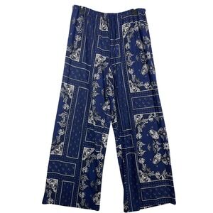 Melissa Paige Wide Leg Lounge Pants Bandana‎ Print Drawstring Blue XL/TG women